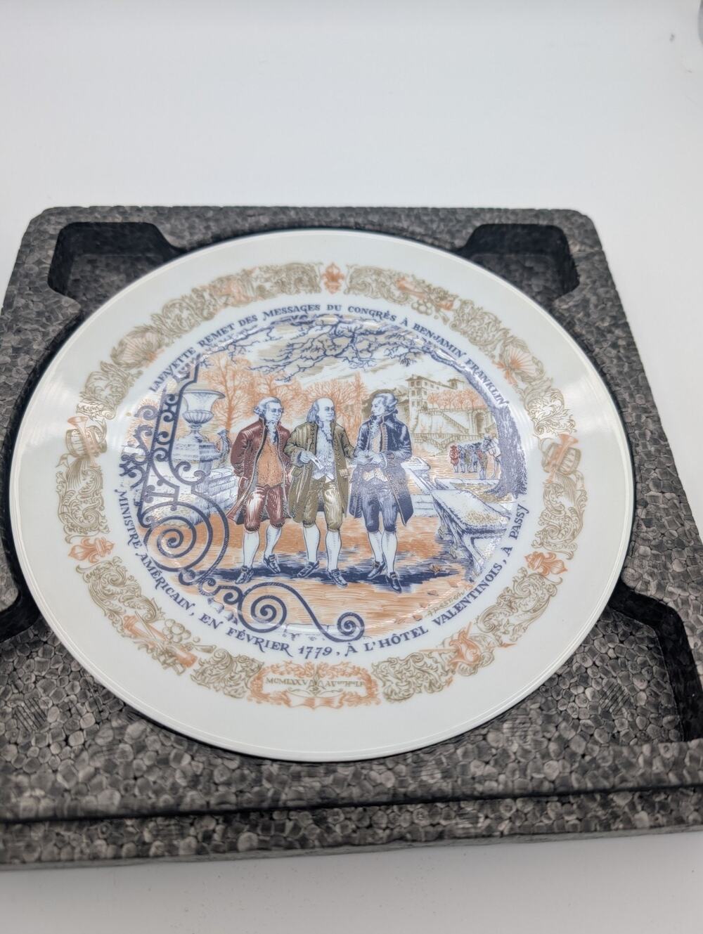 Benjamin Franklin & Lafayette Ministre Americain D'arceau-Limoges Plate Vintage